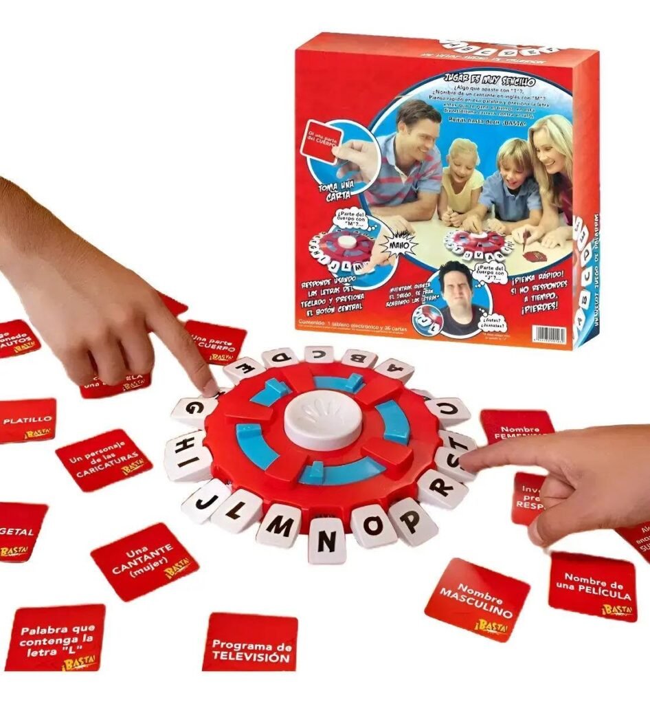 Juego de mesa ¡Basta! con tablero de letras y tarjetas