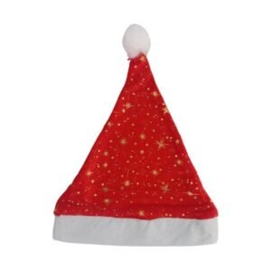 Gorro navideño pequeño rojo con estrellas doradas