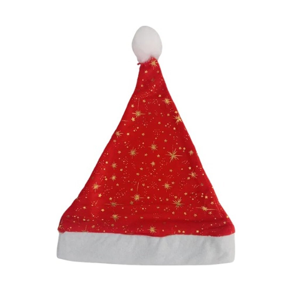 Gorro navideño pequeño rojo con estrellas doradas