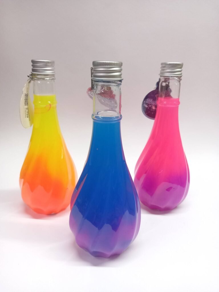 Slime neón en botella, colores degradé